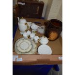 TRAY CONTAINING CERAMIC ITEMS INCLUDING A COFFEE SET IN THE WHITE BY WEDGWOOD