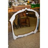 WHITE AND GILT PAINTED WALL MIRROR, 89CM WIDE