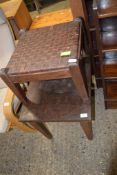 RETRO FOOT STOOL AND A STAINED PINE COFFEE TABLE