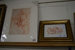 TWO SEPIA PRINTS OF CUPIDS