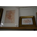 TWO SEPIA PRINTS OF CUPIDS