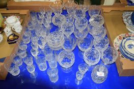 QUANTITY OF CUT GLASS WARES INCLUDING WINE GLASSES AND GOBLETS