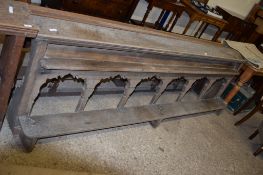 VINTAGE LIGHT OR LIMED OAK CHURCH KNEELER/BOOKREST, 276CM LONG