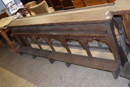 OAK CHURCH KNEELER/BOOKREST, 276CM LONG