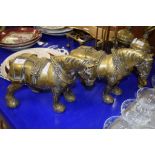 PAIR OF BRASS CART HORSES