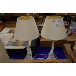 PAIR OF TABLE LAMPS WITH WHITE SHADES