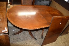 REPRODUCTION MAHOGANY TWIN PEDESTAL EXTENDING DINING TABLE, ONE LOOSE LEAF, 97CM WIDE