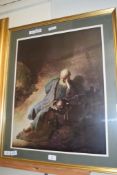 PRINT IN GILT FRAME OF AN ELDERLY MAN, POSSIBLY KING LEAR