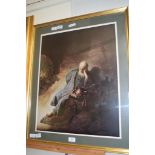 PRINT IN GILT FRAME OF AN ELDERLY MAN, POSSIBLY KING LEAR