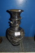 ORIENTAL METAL VASE WITH SINUOUS DRAGON IN RELIEF