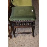 LATE 19TH CENTURY GREEN UPHOLSTERED FOOT STOOL, 38CM WIDE