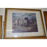 PRINT OF MOORLAND PONIES