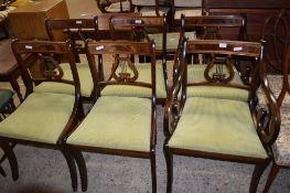 SET OF SIX REGENCY STYLE LYRE BACK DINING CHAIRS (2 CARVERS AND 4 SINGLES)