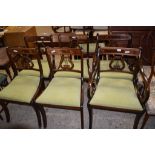 SET OF SIX REGENCY STYLE LYRE BACK DINING CHAIRS (2 CARVERS AND 4 SINGLES)