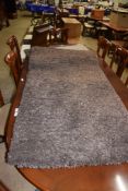 TWO GREY THICK PILE WOOL RUNNERS, 80CM WIDE