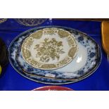 TWO LARGE SERVING DISHES AND FURTHER PLATE
