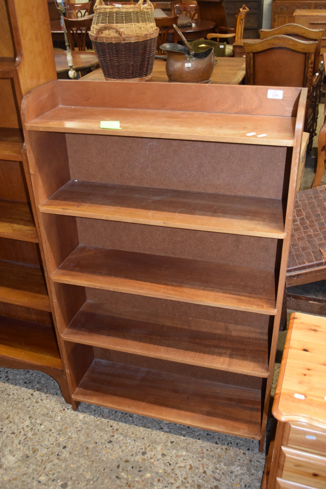 OAK FIVE SHELF BOOKCASE, 73CM WIDE