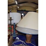 PAIR OF TABLE LAMPS, ONE WITH SHADE