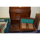 BOX CONTAINING TWO SMALL WOODEN BOXES AND SMALL WOODEN RACK