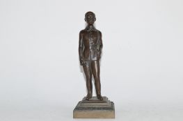 Small bronzed statue of H M Stanley, the explorer, 22cm high