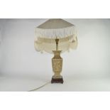 Lamp, with Chinese style pottery base with floral decoration