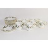 Wedgwood coffee set decorated with the Strawberry Hill pattern comprising 8 coffee cans and saucers,