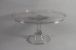 Good quality large glass tazza or syllabub stand, late 18th century, the wide flat top raised on a