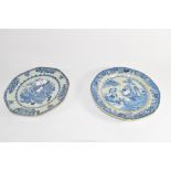 Pair of 18th century Chinese blue and white plates