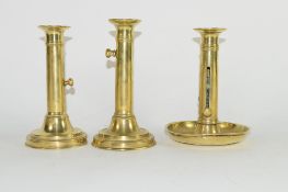 Collection of three 19th century brass candlesticks (3)