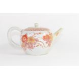 Chinese tea pot with iron red decoration of flowering plants