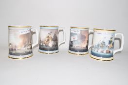 Group of four Nelson commemorative mugs produced by Royal Doulton in a limited edition of 2500,