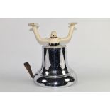 20th century large chromium fire bell with white painted cast metal bracket, 32cm high