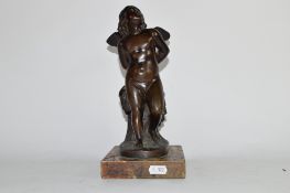 Bronzed model of an angel on onyx type base