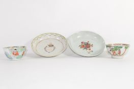 Group of Chinese ceramics including two tea bowls and two saucers (4)