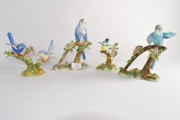 Group of bird studies modelled by J T Jones for Staffordshire Crown china, including two models of