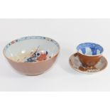Batavia style Chinese porcelain bowl with Imari decoration to interior and a further tea bowl and