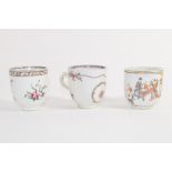 Group of three 18th century Chinese porcelain coffee cups