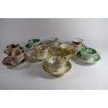 Quantity of English Porcelain tea cups and saucers, some London shape, all mid/late 19th century (