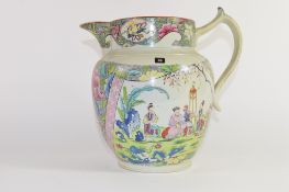 Ashworth~s Ironstone china jug, 19th century, decorated with Chinese figures, 22cm high