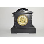 19th century slate mantel clock, case height approx 28cm