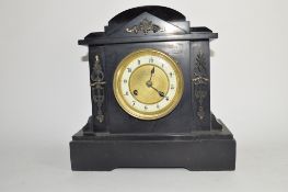 19th century slate mantel clock, case height approx 28cm