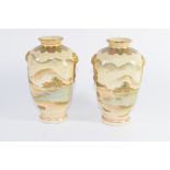 Pair of Japanese Meiji period Satsuma ware vases of quatrelobe shape, decorated in typical fashion