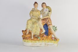 Large Staffordshire group of Paul and Virginia, 33cm high