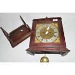 Oak cased 19th century bracket clock, the brass face inscribed and moulded decoration surrounding