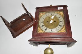 Oak cased 19th century bracket clock, the brass face inscribed and moulded decoration surrounding