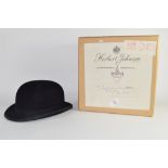 Boxed bowler hat made by Harrods, size 7 1/8 inch