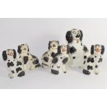 Group of six small Staffordshire dogs with black sponged decoration (6)