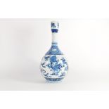 Large Chinese porcelain vase decorated with a sinuous dragon chasing the flaming pearl, the neck