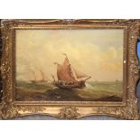 Attributed to John Moore of Ipswich, Seascape, oil on board, 28 x 38cm