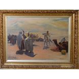 J Paterson, Desert scene with Arabs and camels, oil on canvas, signed and dated 1907 lower right, 59